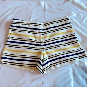 LOFT (Riviera Short) Women’s Cream, Yellow & Navy Blue Striped Mid-Rise size 12